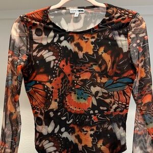 Fashion Nova Vibrant Butterfly Bodysuit